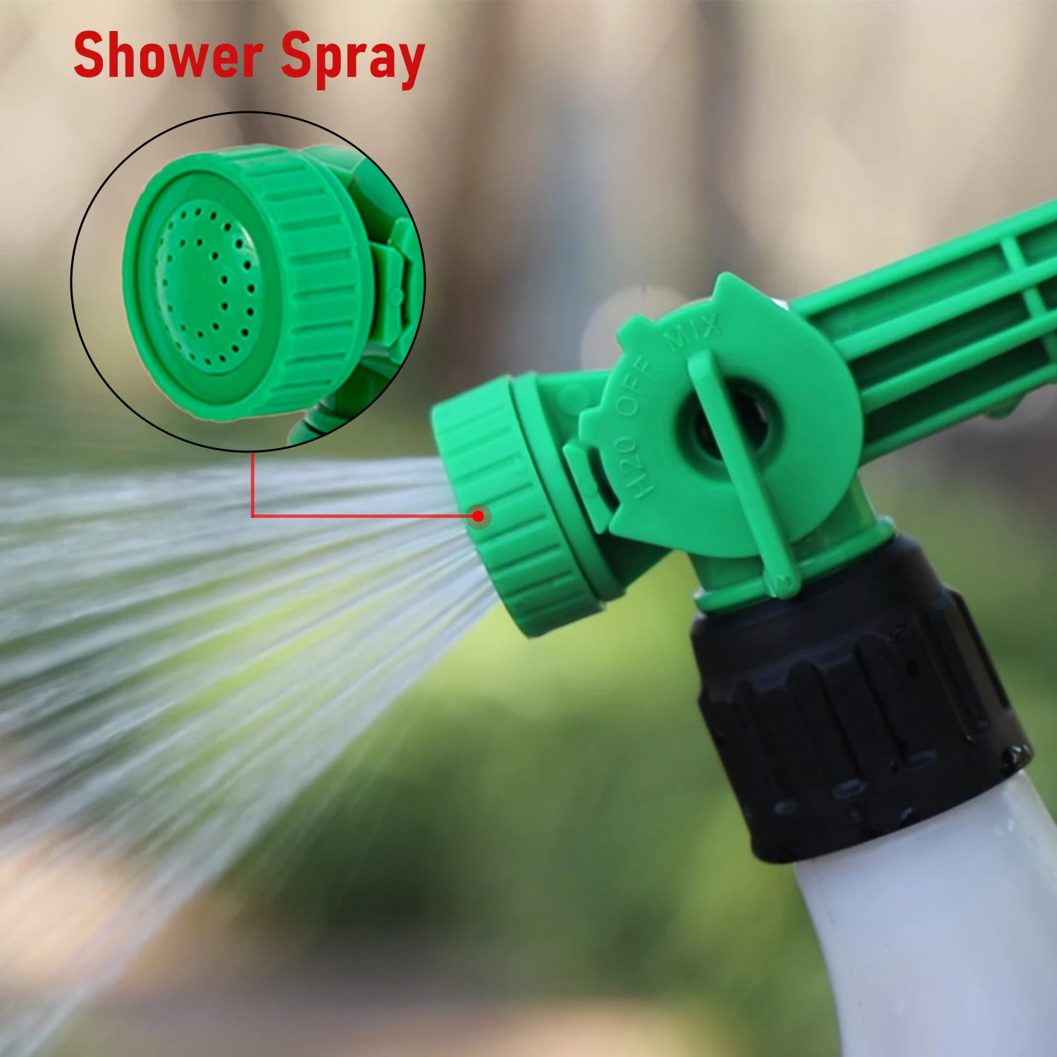 Gartenschlauchendspr&uuml;her mit Duschspray zur Bew&auml;sserung von Fl&uuml;ssigd&uuml;ngern zur Sch&auml;dlingsbek&auml;mpfung