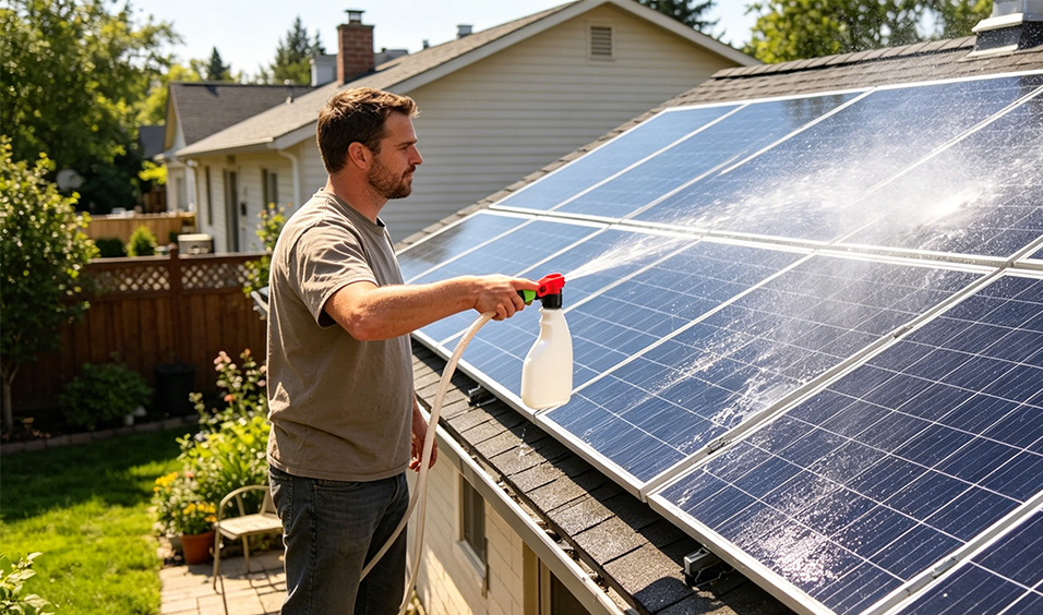 Wartung von Solarmodulen