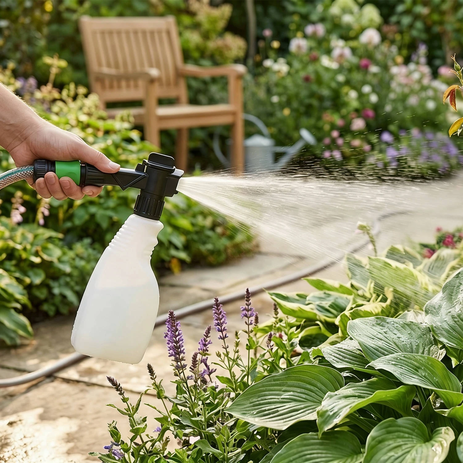 Verstellbarer Schlauchendspr&uuml;her mit F&auml;cherspray zur Sch&auml;dlingsbek&auml;mpfung, D&uuml;ngung und Reinigung