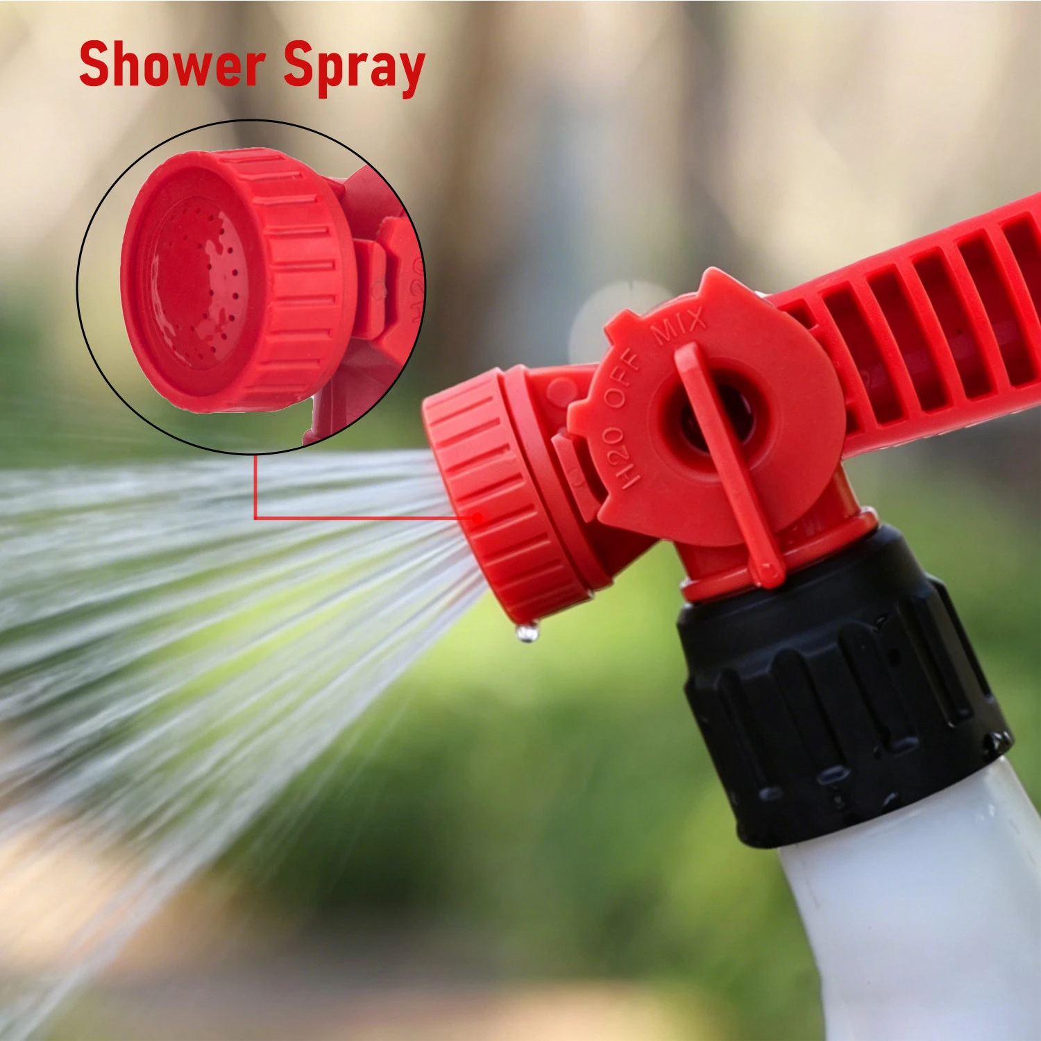 Gartenschlauchendspr&uuml;her mit Duschspray zur Bew&auml;sserung von Fl&uuml;ssigd&uuml;ngern zur Sch&auml;dlingsbek&auml;mpfung