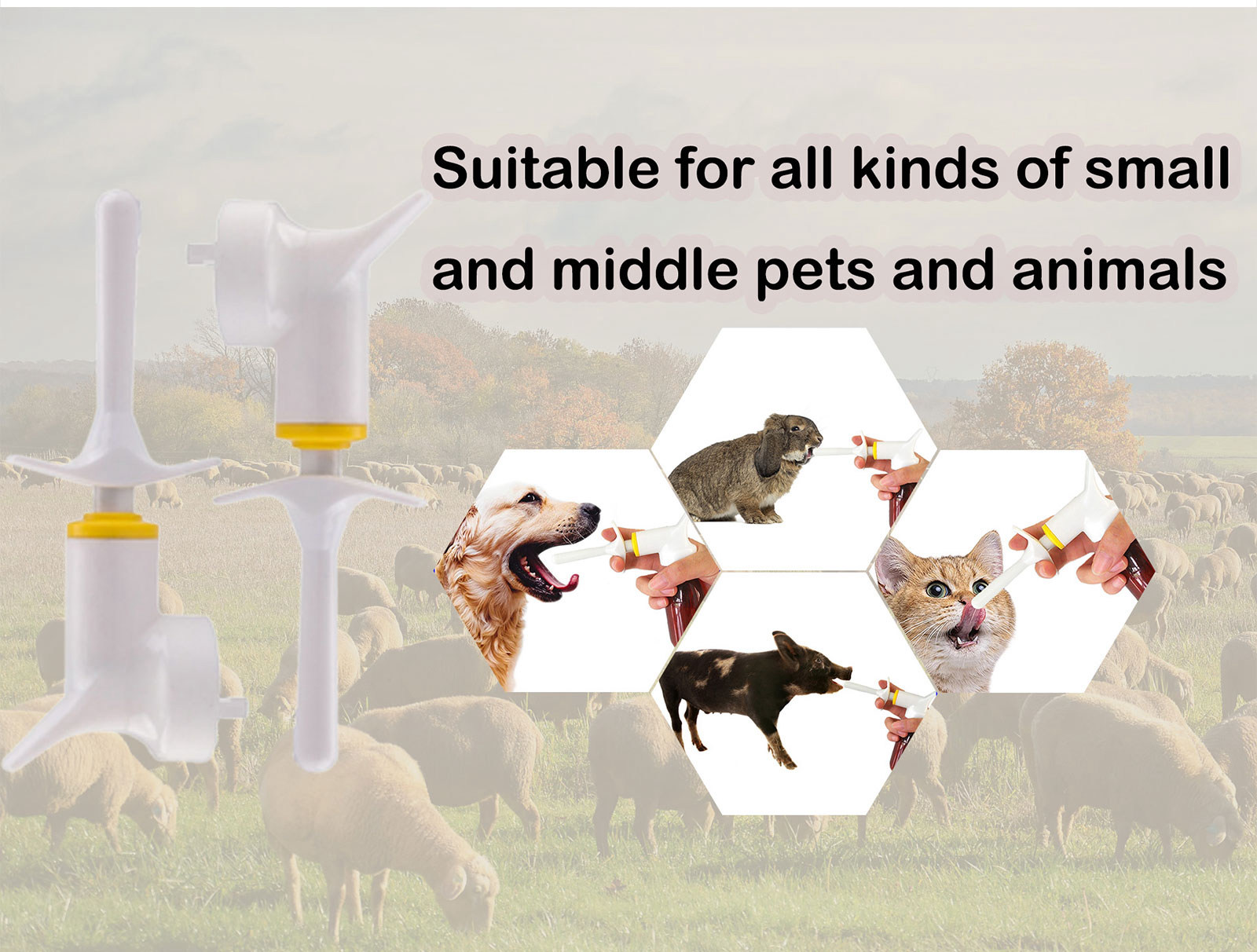 1ML Dosierung Veterinärspender Flüssigkeitszufuhr Pumpenauslöser für Tiere Haustiere