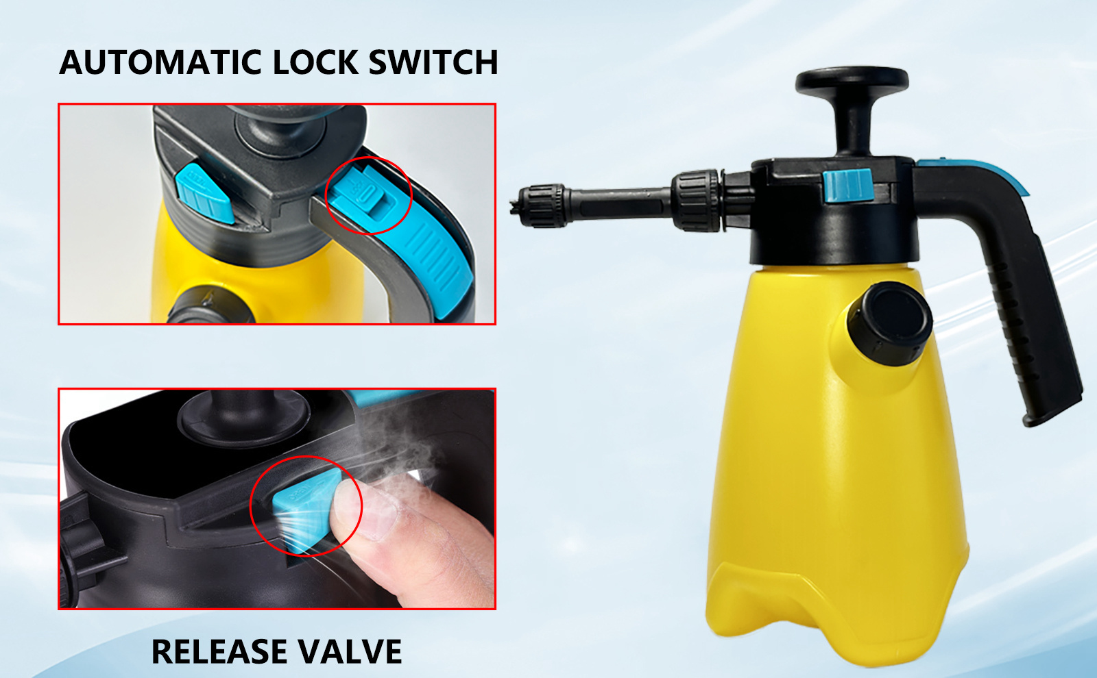 1,5-l-Schaumsprüher Handschaum-Pumpsprüher für Autowaschanlagen, Drucksprüher mit 2 Düsen für die Bewässerung zu Hause