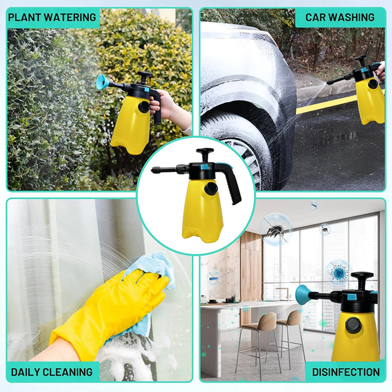 1,5-l-Schaumspr&uuml;her Handschaum-Pumpspr&uuml;her f&uuml;r Autowaschanlagen, Druckspr&uuml;her mit 2 D&uuml;sen f&uuml;r die Bew&auml;sserung zu Hause