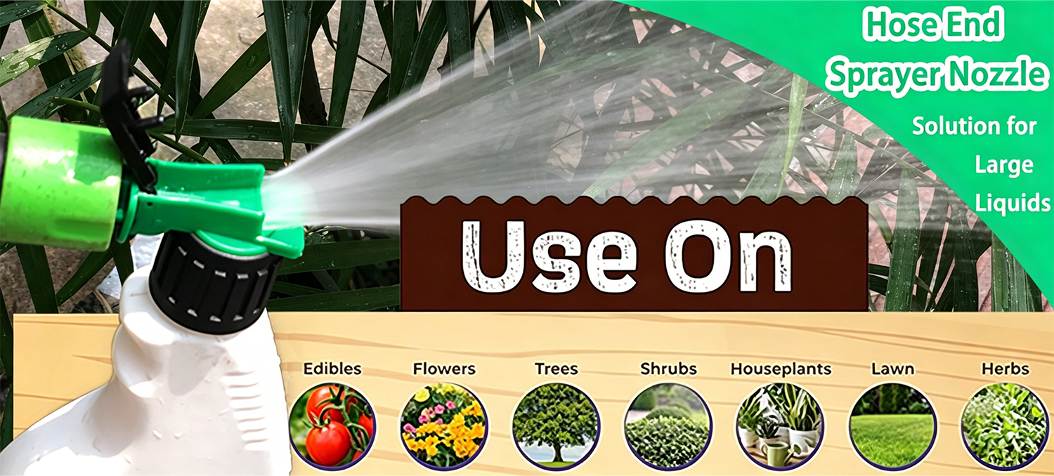 Vereinfachtes Gartensprühgerät mit Schlauchende und Ventilatorspray ohne Schalter, automatischer Düngermischer für die Rasen- und Pflanzenpflege