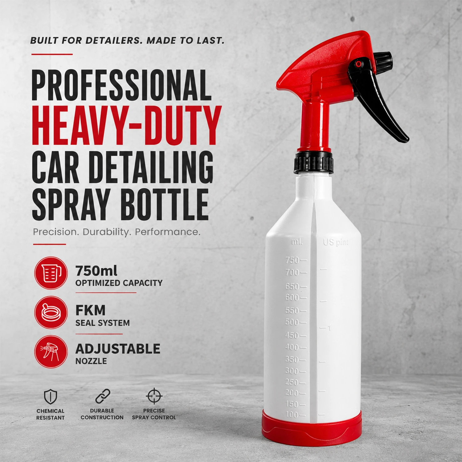 Professioneller Triggerspr&uuml;her, robuste Spr&uuml;hflasche f&uuml;r die Fahrzeugaufbereitung (750 ml)