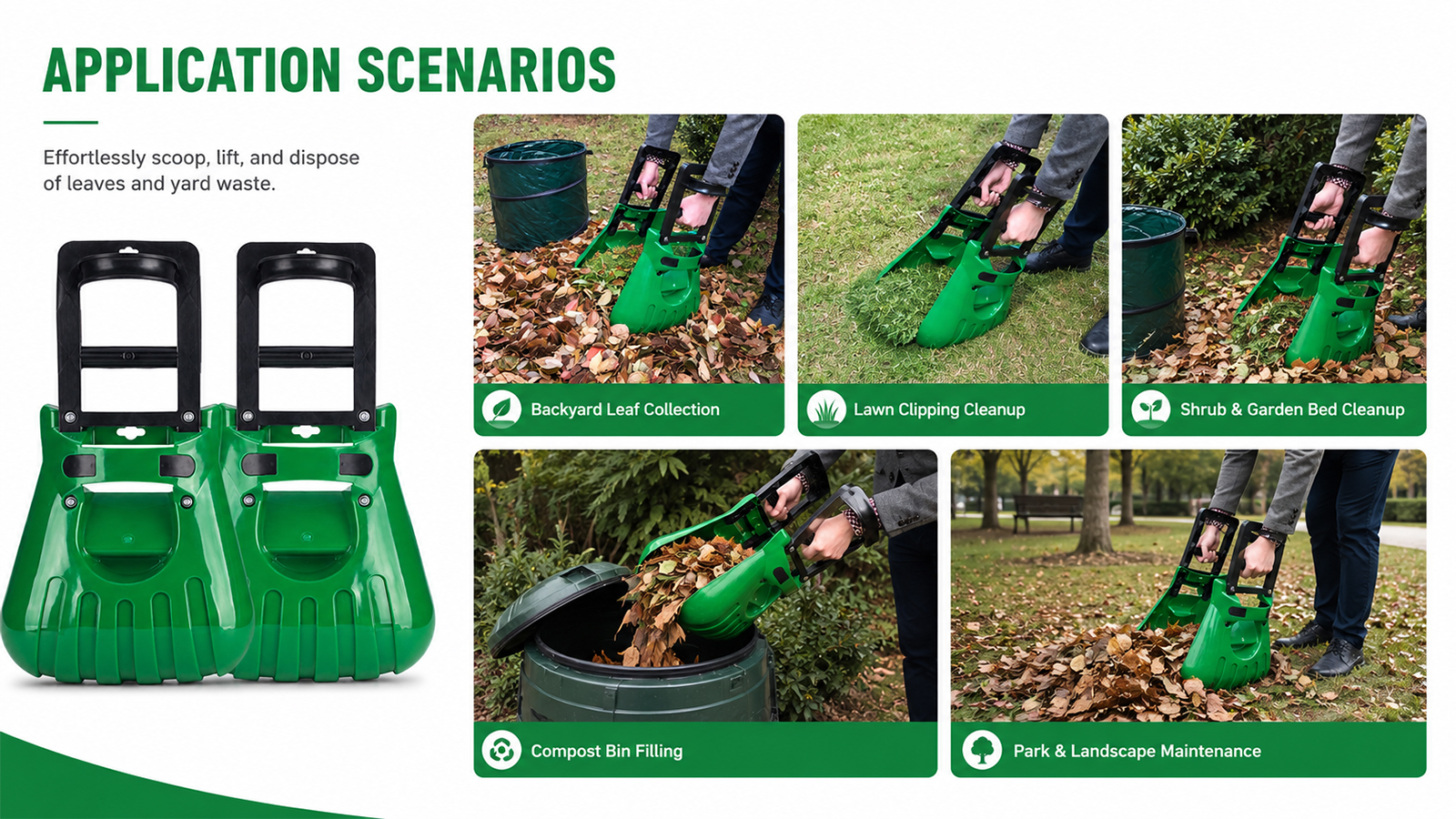 Extra großes Garten-Laubgreifgerät für Blätter, Grasschnitt und Gartenabfälle