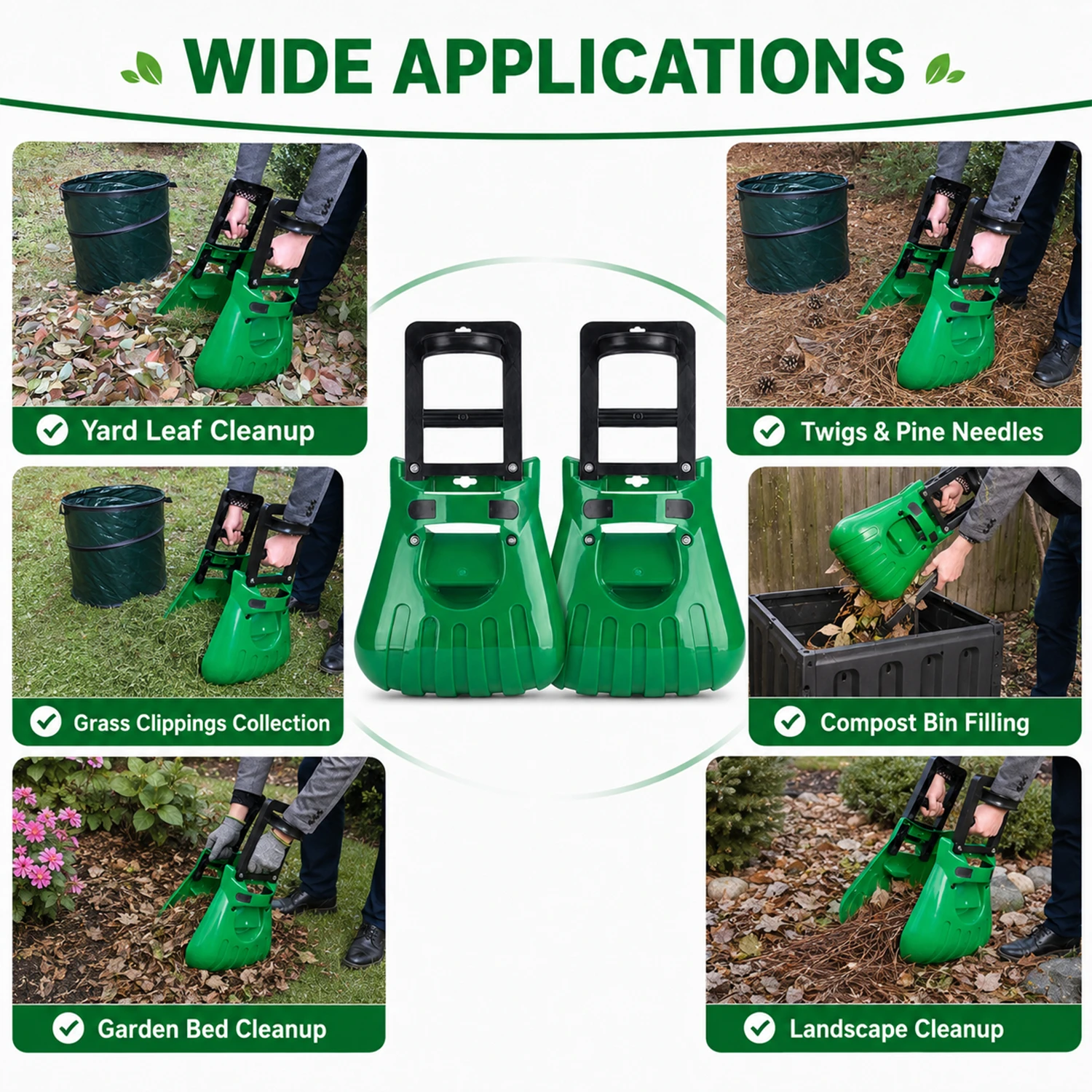 Extra gro&szlig;es Garten-Laubgreifger&auml;t f&uuml;r Bl&auml;tter, Grasschnitt und Gartenabf&auml;lle