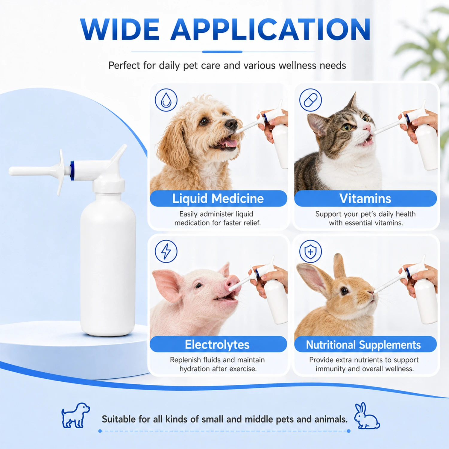 2ML Dosierung Veterin&auml;rspender Fl&uuml;ssigkeitszufuhr Pumpenausl&ouml;ser f&uuml;r Tiere Haustiere